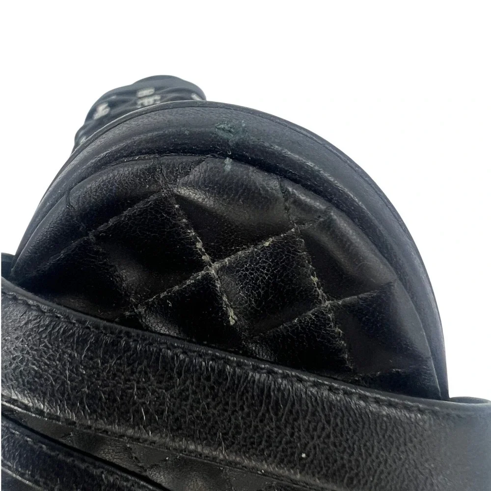 Chanel 2019 Quilted CC Pearl Leather Slide Sandals Black 36.5